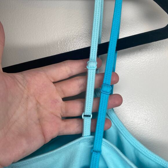 Vintage Y2K Faded Glory Double Layer built in bra cami tank turquoise blue XL - Picture 5 of 11